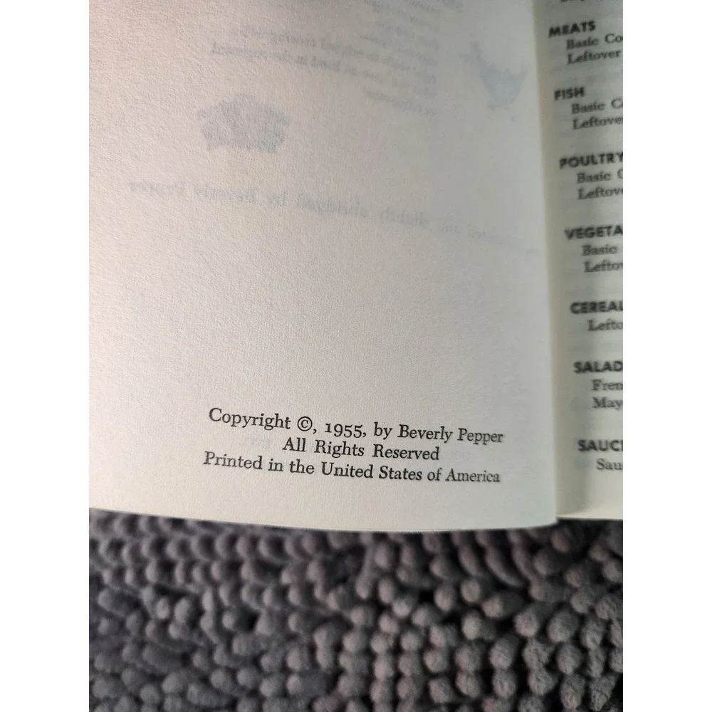1955 Potluck Cookery by Beverly Pepper VTG Casserole Paperback Cookbook~LIKE NEW